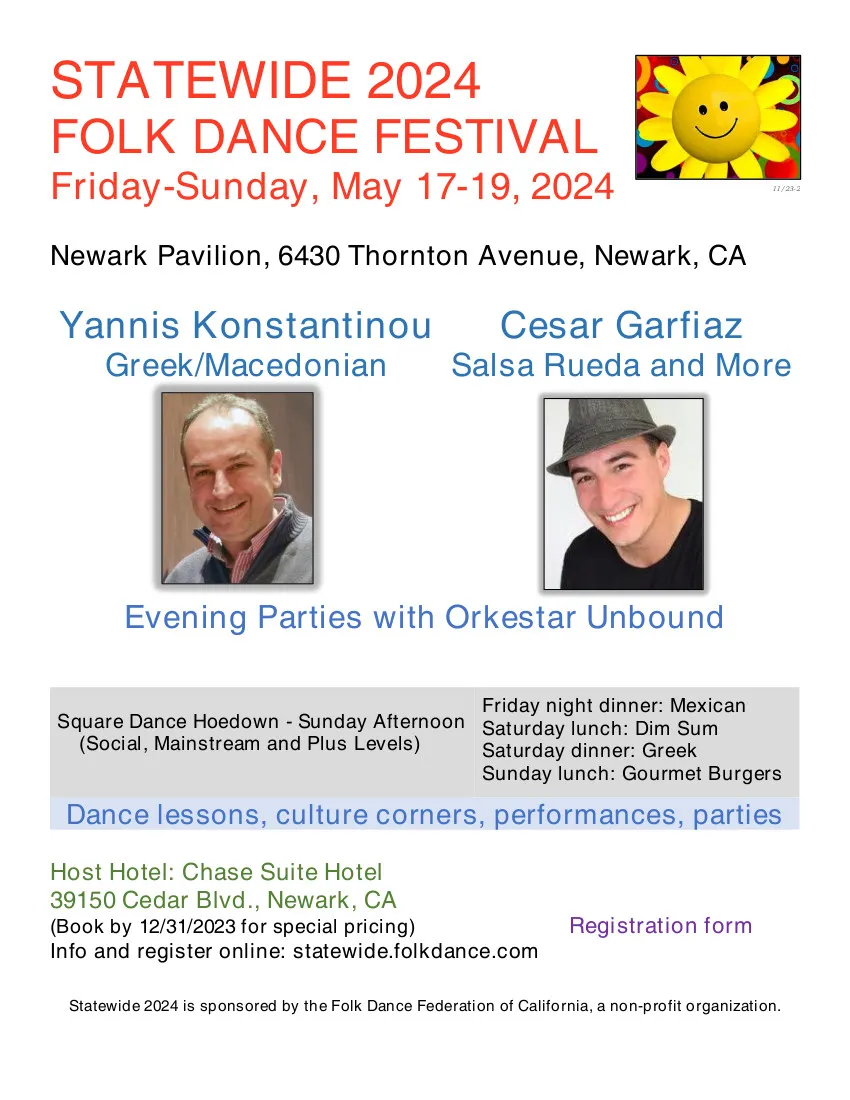 Statewide 2024 Folk Dance Festival Promotional Flyer